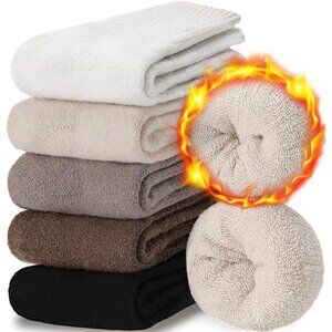 5 Pairs One Size Women Wool Boot Socks Warm Thermal Winter Thick Hiking